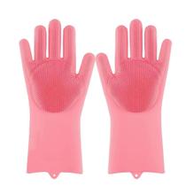 Par De Luva Silicone Cozinha Lava Louça Frio Quente Cerdas