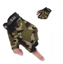Par de luvas camufladas sem dedos p antiderrapante camping