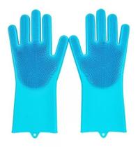 Par De Luvas Com Esponja Lava Louças Silicone
