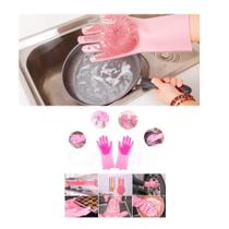 Par De Luvas Esponja Lava Louça Rosa