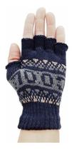 Par De Luvas Preta Lã Sem Dedo Unissex Tamanho Único Moda Azul Escuro Par De Luvas Preta Lã Sem Dedo Unissex Tamanho Único Moda Azul Escuro