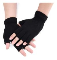 Par De Luvas Preta Lã Sem Dedo Unissex Tamanho Único Moda Par De Luvas Preta Lã Sem Dedo Unissex Tamanho Único Moda