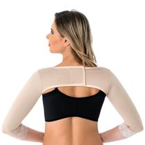 Par de magas Mabella 1123 com tiras autocolantes nas costas pós cirúrgico ideal para braquioplastia