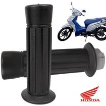 Par de Manoplas Honda Biz 100 1998 a 2005 com Roldana do Acelerador 22mm Preto Modelo Original Wester WM8060 Luva Moto