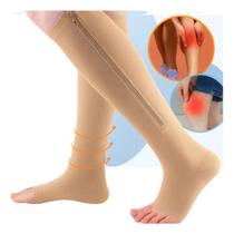 Par De Meia 3/4 Média Compressão 20-30mmhg Com Ziper Diário