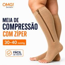 Par de Meia Compressão Alivio Dores e Pernas Inchadas Tratamento Varizes Trombose Unissex Com Ziper Par de Meia Compressão Alivio Dores e Pernas Inchadas Tratamento Varizes Trombose Unissex Com Ziper