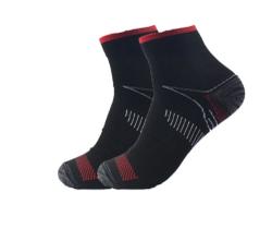 PAR de MEIAS DE COMPRESSÃO PRETA VERMELHA CAMINHADA ESPORÃO