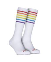 Par de Meias Pride 33/38 Longo Atoalhada Branco-Colorida Hoahi