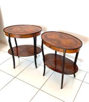 Par De Mesas De Canto Oval Classico Original Luiz Xv Luxuosa Par De Mesas De Canto Oval Classico Original Luiz Xv Luxuosa