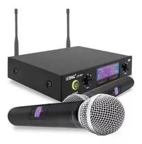 Par De Microfone Sem Fio Uhf Duplo Multi Frequências