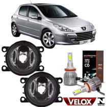 Par de milha peugeot 307 2007 a 2014 vidro e super led 2d