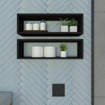 Par de Nichos Retangular P15cm Minimalista Preto MDF Organizador Banheiro Lavanderia - Rufatto Decorações Par de Nichos Retangular P15cm Minimalista Preto MDF Organizador Banheiro Lavanderia - Rufatto Decorações