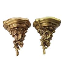 Par de oratório peanha dourada envelhecida suporte para imagem suporte para santo ou vaso antigo Par de oratório peanha dourada envelhecida suporte para imagem suporte para santo ou vaso antigo