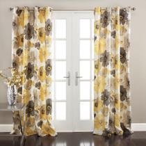 Par de painéis de cortina de janela Lush Decor Leah 84x52cm amarelo/cinza