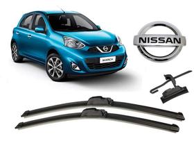 Par de Palhetas Limpador De Parabrisa Dianteiro Nissan March 2012 ate 2021