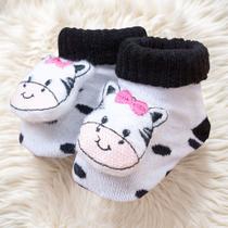 Par De Pantufas Bebê - Tema Vaquinha, Ideal Para Mesversário F131