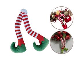 Par de Perninhas de Elfos 35 cm Duendes Decoração Sazonal - Enfeite Natalino.