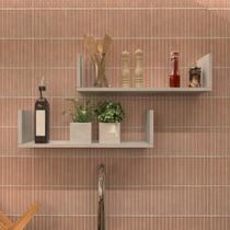Par de Prateleiras ABA U P15cm Minimalista Branco MDF Organizador Cozinha - Rufatto Decorações