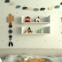 Par de Prateleiras ABA U P15cm Minimalista Branco MDF Organizador Dormitorio Bebe Infantil Kids - Rufatto De Par de Prateleiras ABA U P15cm Minimalista Branco MDF Organizador Dormitorio Bebe Infantil Kids - Rufatto De