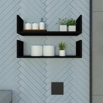 Par de Prateleiras ABA U P15cm Minimalista Preto MDF Organizador Banheiro Lavanderia - Rufatto Decorações Par de Prateleiras ABA U P15cm Minimalista Preto MDF Organizador Banheiro Lavanderia - Rufatto Decorações