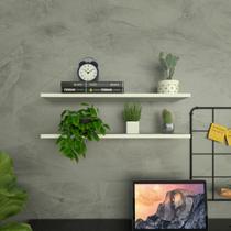 Par de Prateleiras Suspensa P15cm Minimalista Branco MDF Organizador Escritório Quarto Sala - Rufatto Decora