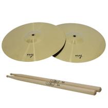 Par de Pratos de Bateria Chimbal 14" + Baqueta 5A Maple New York Par de Pratos de Bateria Chimbal 14" + Baqueta 5A Maple New York