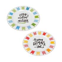 Par de pratos de sobremesa Festa Junina - 18 cm - Decorglass