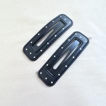 Par de Presilhas Tic Tac Média com Tecido Aveludado e Poá