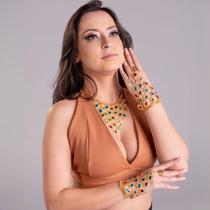 Par de Pulseiras com Pedras Coloridas e Colar com Pedras Coloridas Dança do Ventre - KIT36