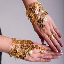 Par de Pulseiras Dourada Com Moedas Dança do Ventre/ Cigana/ Indiana - PPM-U