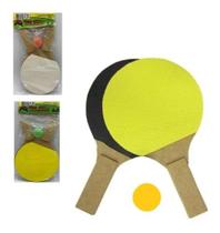 Par De Raquetes De Madeira + Bolinha P/ Ping Pong Brinquedo