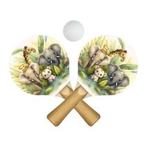 Par de Raquetes para Tênis de Mesa com Bolinha 24,5x13,5 Mdf Madeira Adesivado Par de Raquetes para Tênis de Mesa com Bolinha 24,5x13,5 Mdf Madeira Adesivado