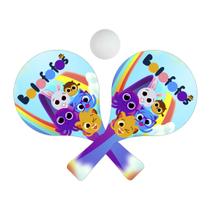 Par de Raquetes para Tênis de Mesa com Bolinha 24,5x13,5 Mdf Madeira Adesivado Par de Raquetes para Tênis de Mesa com Bolinha 24,5x13,5 Mdf Madeira Adesivado