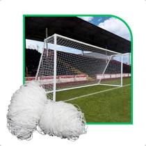 Par de Rede de Futebol Campo Quadrada Sem Nó Fio 6 Seda Sports Mania