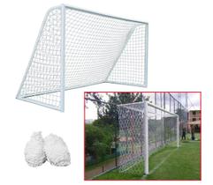 Par de Rede De Futebol Society 6m C/ Requadro Colméia Seda 4.0 Pangué