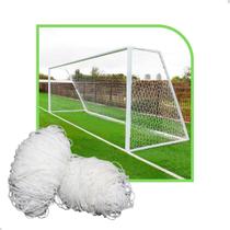Par de Rede de Futebol Society 6m Colméia Fio 4 Nylon Sports Mania Par de Rede de Futebol Society 6m Colméia Fio 4 Nylon Sports Mania