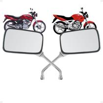 Par De Retrovisor Para Cbx 200 Strada Twister 250 Cromado Lente Plana Gvs Rosca Honda Quadradinho