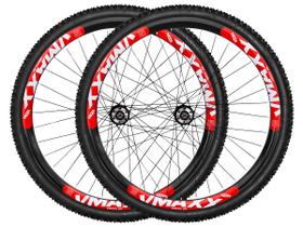 Par de Roda 26 Vzan Vmaxx Cubo Rosca Cassete Pneu Camara Preto Vermelho Par de Roda 26 Vzan Vmaxx Cubo Rosca Cassete Pneu Camara Preto Vermelho