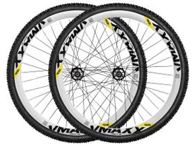 Par de Roda 26 Vzan Vmaxx Cubo Rosca Rolamentado Pneu Camara Branco Preto Par de Roda 26 Vzan Vmaxx Cubo Rosca Rolamentado Pneu Camara Branco Preto