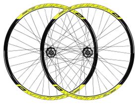 Par de Roda Aro 29 Vzan Vnine Aero com Cubos Cassete Preto Amarelo Neon Par de Roda Aro 29 Vzan Vnine Aero com Cubos Cassete Preto Amarelo Neon