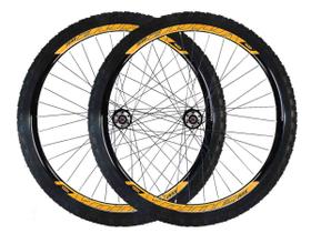 Par de Roda Aro 29 Vzan Vnine Cubo de Rosca Pneus e Camaras Preto Laranja Par de Roda Aro 29 Vzan Vnine Cubo de Rosca Pneus e Camaras Preto Laranja