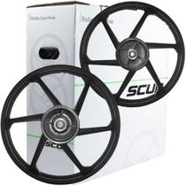Par de rodas de alumínio liga leve freio a tambor CG125 Fan 2009 a 2018 com rolamentos Scud