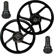 Par de rodas de alumínio liga leve freio a tambor CG125 Fan Titan KS KSE 2000 a 2008 com rolamentos e bico Par de rodas de alumínio liga leve freio a tambor CG125 Fan Titan KS KSE 2000 a 2008 com rolamentos e bico