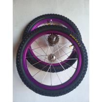 Par De Rodas Para Bicicleta Infantil Aro 16 + Pneus + Câmara + Catraca. (Montada)