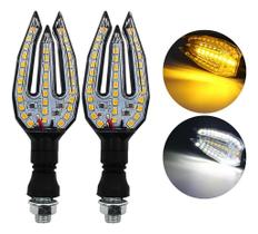Par de Seta Esportiva para Moto LED Branco e Âmbar - Universal
