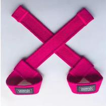 Par de Strap Algodão Profissional Academia Treino de Força Pink Rosa Premium