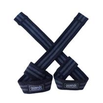 Par de Straps Profissional Preto Chumbo 100 Algodão Pegada Firme para Musculação e Levantamento de Peso
