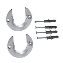 Par de Suporte Flange Aberta para Cortina em Alumínio 19mm - CROMADO