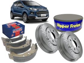 Par de Tambores de Freio Traseiro NOVO HIPPER FREIOS Ecosport 1.5 1.6 2.0 2013 a 2019 + Sapatas Par de Tambores de Freio Traseiro NOVO HIPPER FREIOS Ecosport 1.5 1.6 2.0 2013 a 2019 + Sapatas