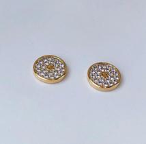 Par de Tapa furo dourado (banho em ouro 18k) cravejado com Zircônia Branca - Maria Bonitta Semijoias